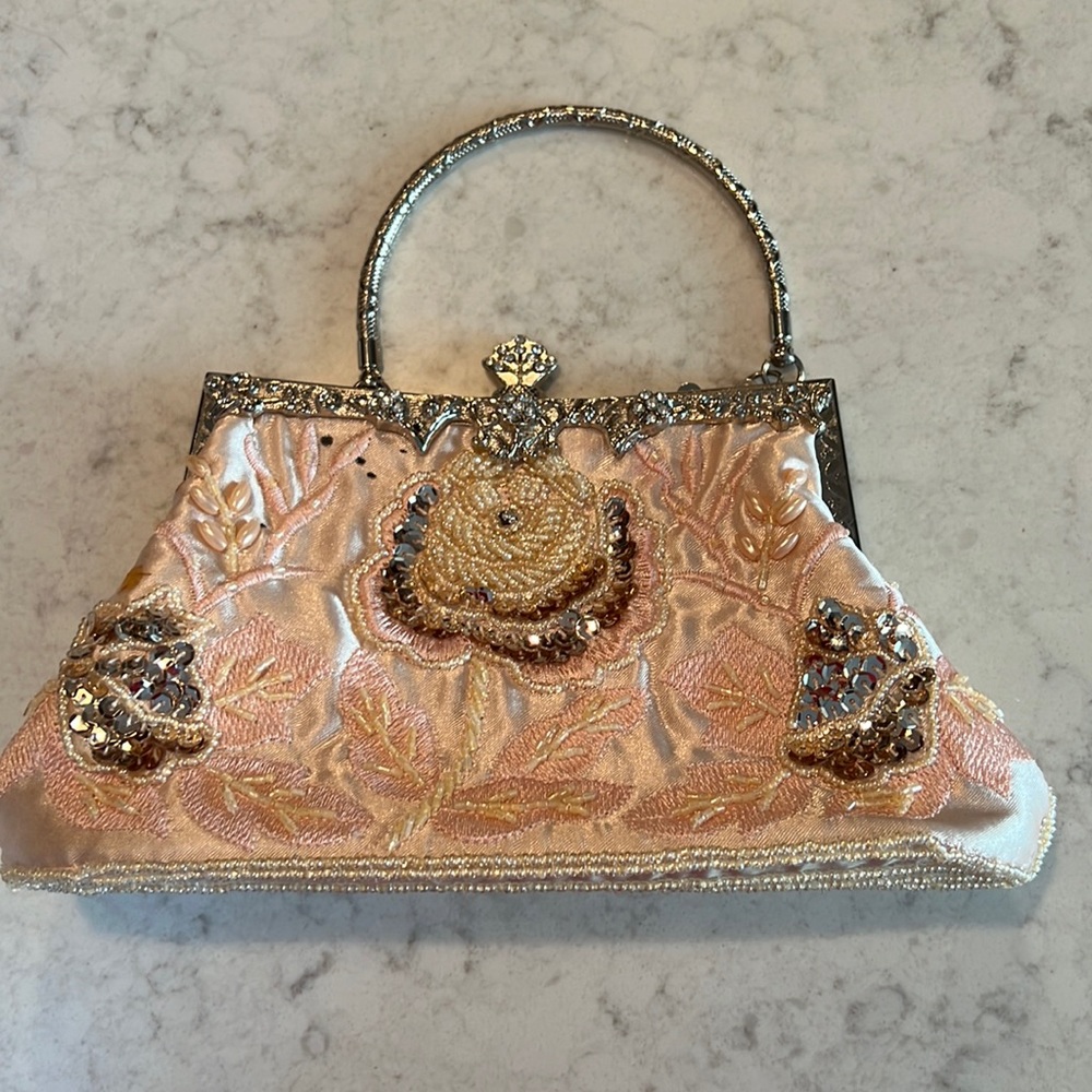 Petal pink sequin evening purse